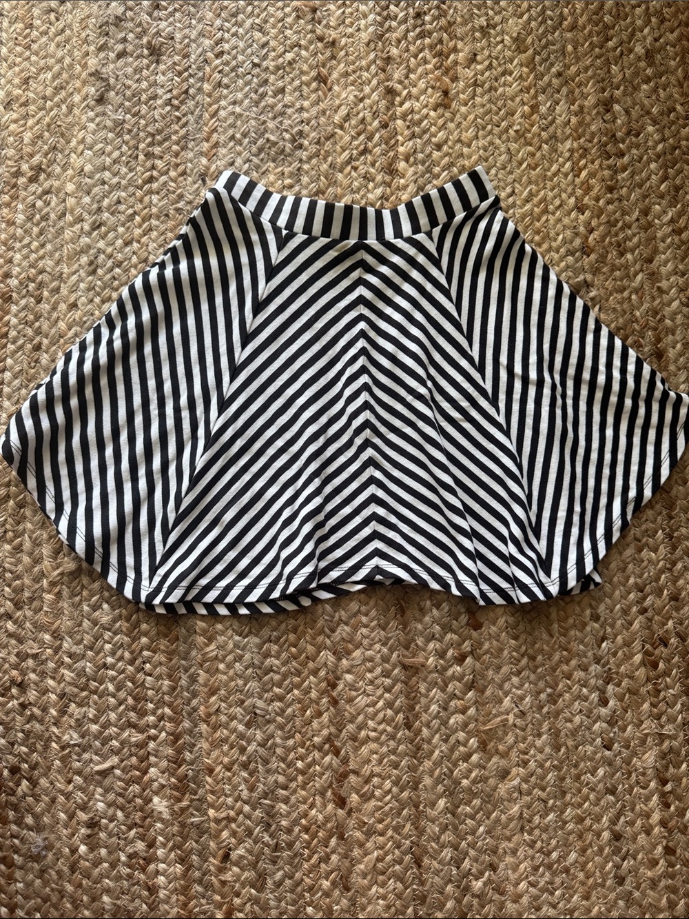 Monteau Black and White Striped Skater Skirt